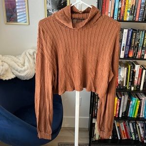 cropped mock neck sweater